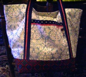 100% Destash Market Bag Blue and Red