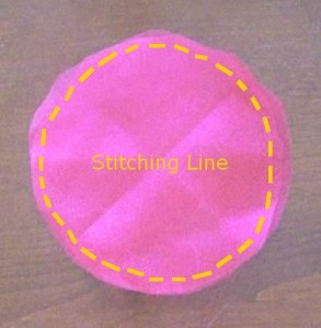 OLYMPUS DIGITAL CAMERA Fabric circles showing Stitching Line