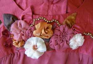 OLYMPUS DIGITAL CAMERA Fabric Flowers Detail from Rose Top