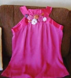 Rose Silk Top with Embellishments
