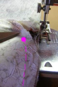 Step 7B: Sew side seam to pink circle Step 7B: Sew side seam to pink circle