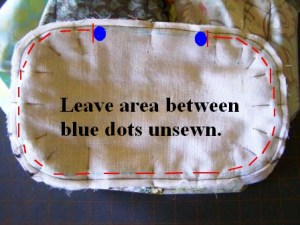 9.  Leave one straight section unsewn.