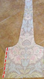 6.  Sew two lining pieces together along ONE side seam