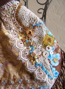 Lace Detail showing hand marbled fabric