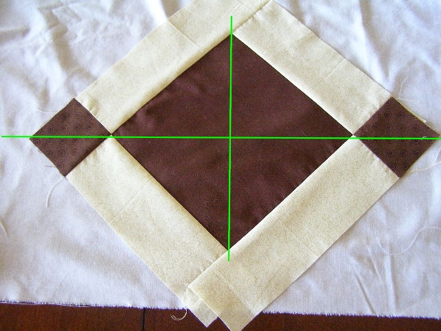 aa Daa!  First Row Done!  Points of Squares should align with foundation creases!