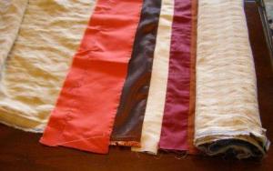 Rolling end of quilt for ease of sewing.