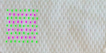 Huck Towel Weave with Rows of Floats Highlighted