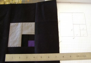 Log Cabin Variation 2 - Purple square and all!