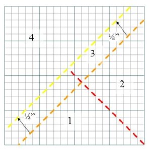 Paper Piecing Diagram:  Pinwheel Variation 2