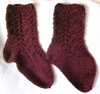 Kamura Bedroom Socks:  cable and lace pattern.