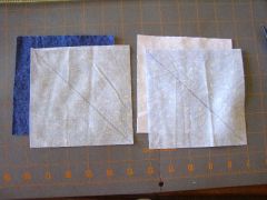 Place light blue squares on top of other squares - right sides together.