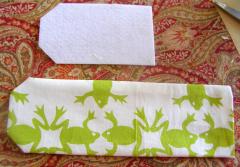 Photo 10:  Turn right side out. Push RSS angled piece into tag.