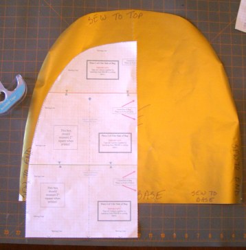 Bag Side Pattern Piece from 3 printed pieces - traced onto wrapping paper,
