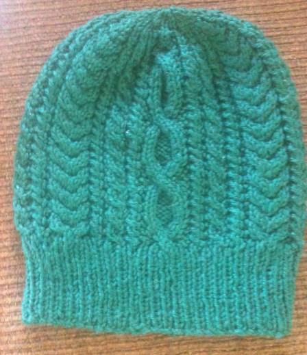 Green Cabled Hat - heavy worsted